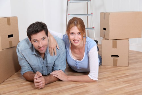 Packed boxes and furniture ready for man and van removals in Uxbridge