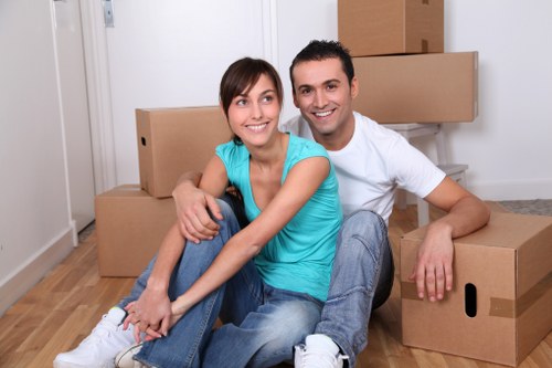 Business furniture and equipment being moved during an office relocation in Uxbridge