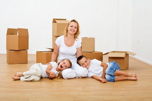 Furniture and boxes being handled during a Uxbridge house move