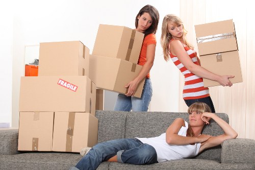 Packed boxes and furniture prepared for house removals in Uxbridge